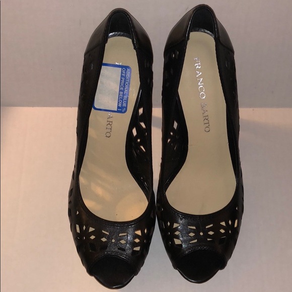 NWT Franco Sarto Black Leather Vial Heels, Size 8 - Picture 3 of 8
